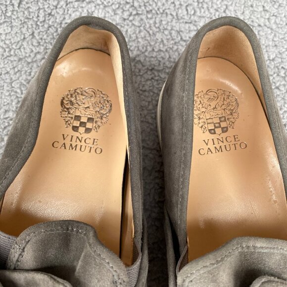 Vince Camuto Barita Grey Suede Leather Slip On Sneakers Sz 10 W - Picture 4 of 12